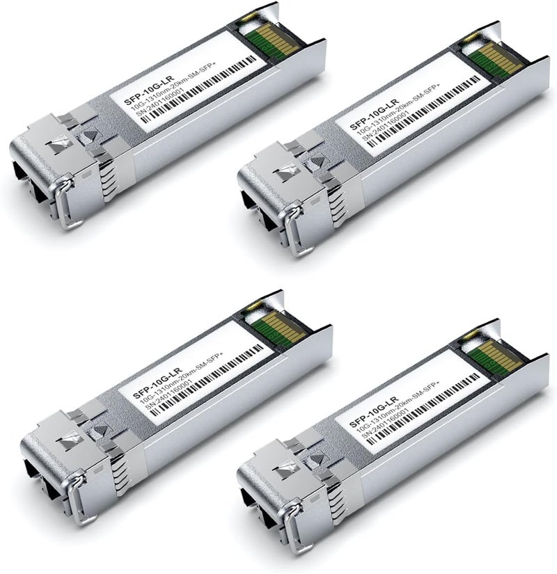 GESD 4Pack SFP+ 10GBase-LR LC Module, SingleMode 1310nm, SMF Dual LC Fiber Optic Transceiver for Cisco SFP-10G-LR, Ubiquiti UniFi UF-SM-10G, Meraki MA-SFP-10GB-LR, Netgear, TP-Link and More(DDM 20km) - Image 1